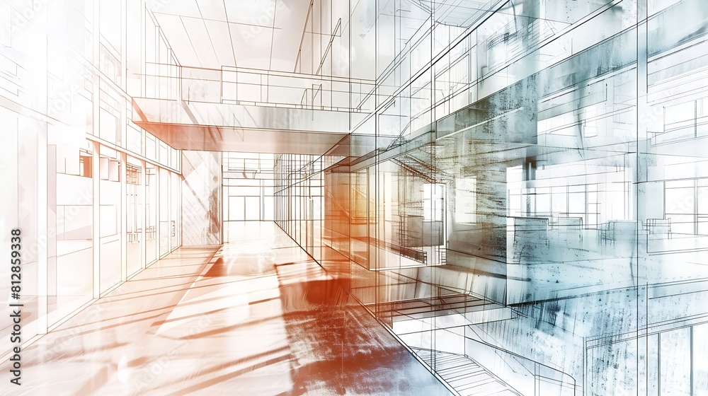 Poster Architecture drawing project  Mixed media : Generative AI
