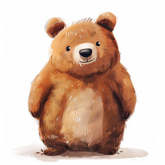 The illustration of a cute cartoon bear against a white background.
