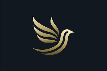 Elegant Golden Bird Logo of Aspiration Symbolizing Freedom and Growth