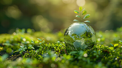 Photo realistic concept of Green Marketing Strategies: Marketing teams develop eco friendly products and practices to promote sustainability. Environmental conservation and busines