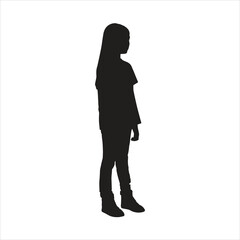 Woman front 3.4 view silhouette on vector illustration. icon, vector, logo.