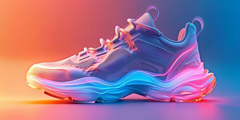 Neon-colored sneakers shoe design isolated on a gradient  