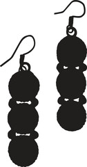 Earrings isolated silhouette on vector illustration. icon, vector, earring.  