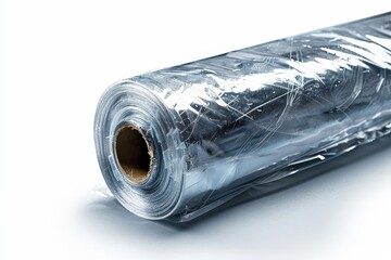 A roll of shrink wrap, depicted with sharp lines, isolated on white background