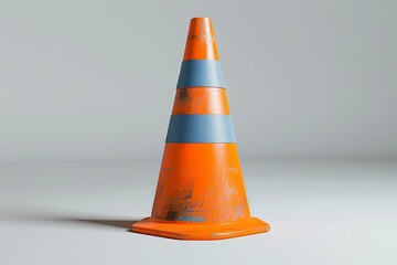A warehouse safety cone, rendered in bold outlines, isolated on white background
