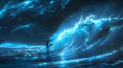 Bioluminescent Surf: Surfers Ride Luminous Waves for Surreal Night Surfing Experience Under the Stars