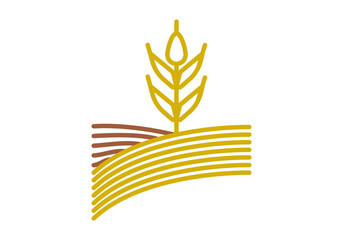 Naklejka premium Icono de campos de cultivo con trigo.