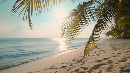 Fototapeta premium Palm and tropical beach : Generative AI
