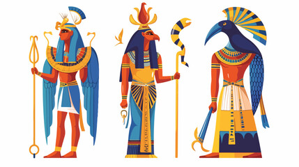 Egyptian ancient Ptah gods standing with scepter fl