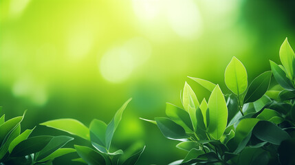 Nature view of green leaves on blurred greenery background 16:9 wallpaper