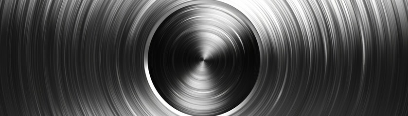 Obraz premium 3D rendering of brushed metal texture with circular brushed pattern in the center.