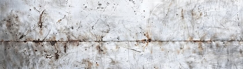 A close-up of a rusty metal surface with a long scratch across the middle.