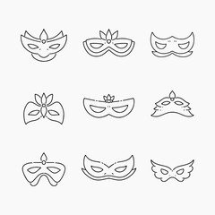 Carnival mask doodle line vector illustration