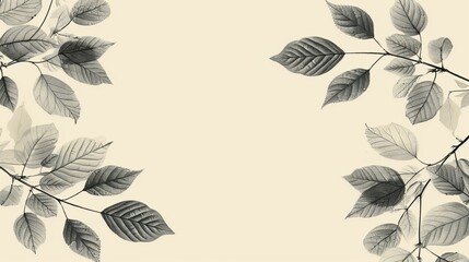 Simple leaf outlines at the corners of the page with a blank space in the center for symbol or text.