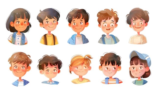 Diverse Cartoon Characters with Expressive Emotions and Facial Features