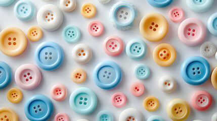 array of pastel colored buttons in various shapes and sizes for crafting and fashion