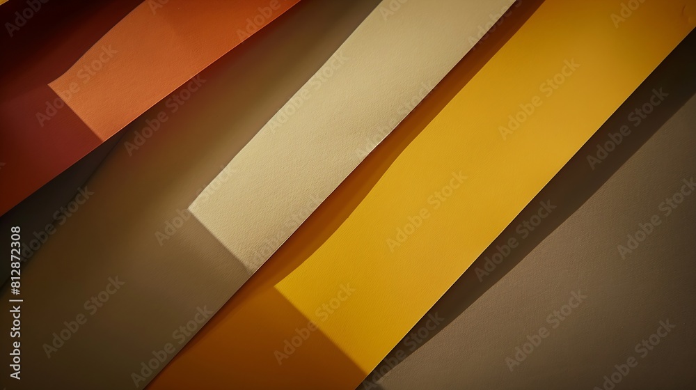 Poster from above layout of colorful cardboard sheets in brown and grey shades : generative ai