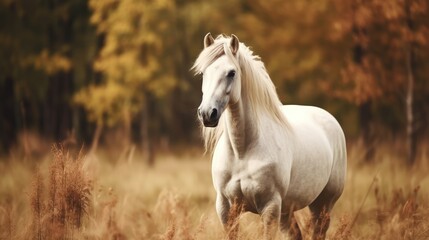 white horse in the field