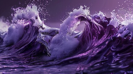 Purple Waves on Dark hyper realistic 
