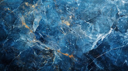 Blue marble texture with white and gold veins surface