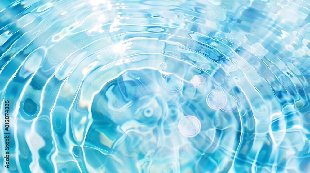 Leinwandbilder water layout surface with ripples blue water transparent clear texture backgroundcircle wave pattern