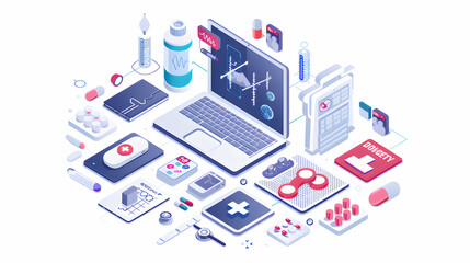 Health Tech Startups: Innovating for Better Healthcare Delivery   Isometric Flat Design Icon Concept for Health Tech Startups Developing New Solutions