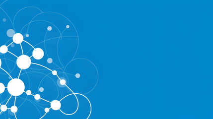 A blue background with white circles and lines. The circles are connected to each other and the lines are connecting the circles. Generative AI