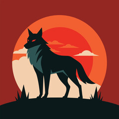 Fototapeta premium A wolf stands confidently on a hill, surveying its surroundings, A sleek design featuring a golf club and ball intertwined