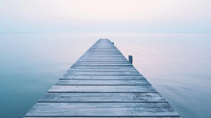 Obraz premium Idyllic wooden pier at Lake Veluwe Veluwemeer in Holland the Netherlands during sunset : Generative AI
