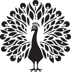 Peacock bird animal outline vector illustration.