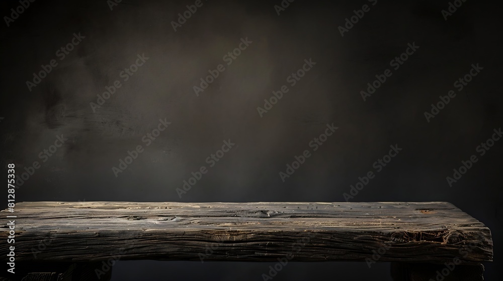 Poster old wood table on dark background : generative ai