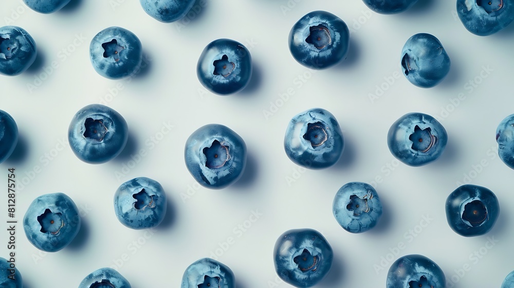 Poster creative layout made of blueberry on the white background flat lay food concept macro concept : gene