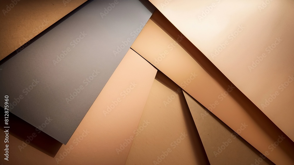 Aufkleber from above layout of colorful cardboard sheets in brown and grey shades : generative ai