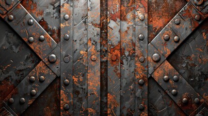 Fototapeta premium Rusted metal texture with rivets.