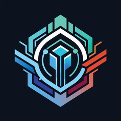 Naklejka premium A vibrant logo with a hexagonal shape design, showcasing a modern and dynamic concept, Abstract digital technology logo design icon vector template