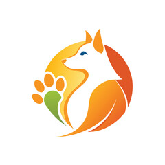 Obraz premium Dogs paw and its corresponding paw print on a plain white backdrop, Abstract logo representing a pet's playful nature, minimalist logo