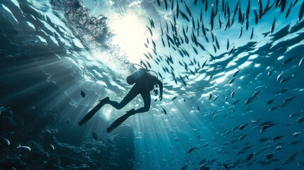 Ocean Conservation: Dive beneath the waves to explore the intersection of clean energy and ocean conservation, from offshore wind farms to marine protected areas --ar 16:9 