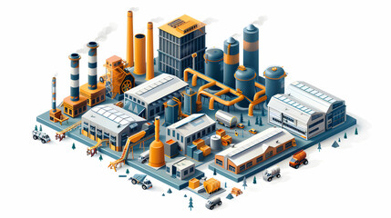 Waste Free Manufacturing: Factories Embrace Sustainable Techniques for Waste Reduction   Isometric Flat Design Concept Illustration