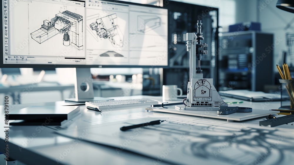 Poster factory office design agency industrial engineers drafting equipment 3d layouts of a heavy industry 