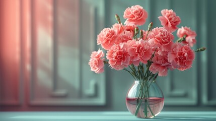 Clay style: bouquet of carnation flowers with clay texture and texture on the surface, soft lighting, 3D icon clay rendering, Tender Blossoms: Delicate Clay-Textured Floral Artwork in 4K HD Wallpaper