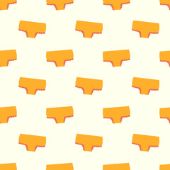 Seamless Pattern with women yellow panties. Underwear Background Classic brief, retro high waist or slimming underclothing. Flat vector illustration.