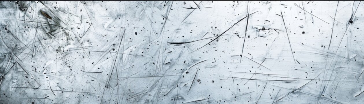 The image is a close-up of a scratched and dented metal surface. The scratches and dents are various shades of grey and white.