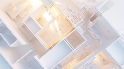 Top view of architectural design project of new modern home Creative construction studio background Abstract blueprint drawing and divider : Generative AI