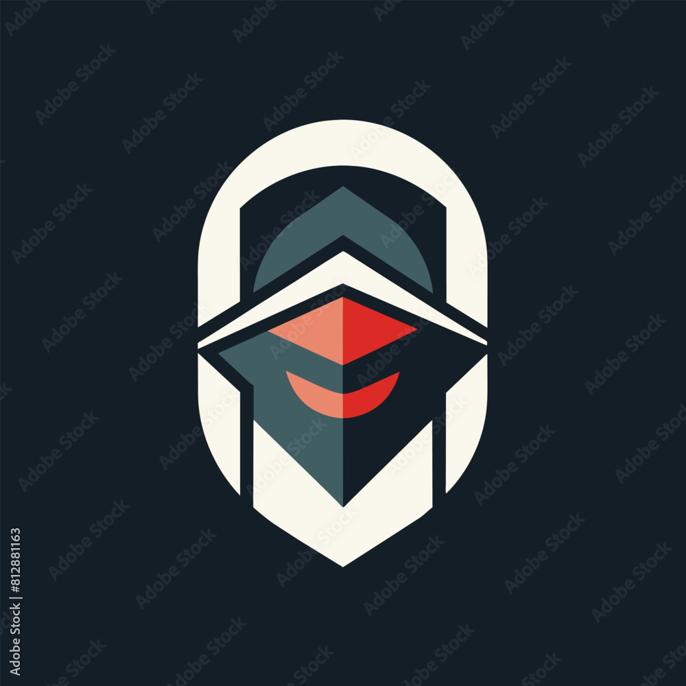 Poster logo featuring a persons face in the center, utilizing negative space for a minimalist touch, constr