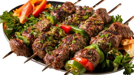 lamb kebab with vegetable png hyper realistic 