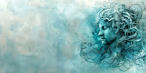 Obraz premium Artistic Depiction of the Gorgon Medusa from Ancient Mythology. Concept Ancient Mythology, Gorgon Medusa, Artistic Depiction, Mythological Creatures, Greek Legends