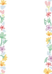 cute tiny colorful flowers with green leaf in white frame background. paper , note , planner , diary and presentation illustration background decoration.