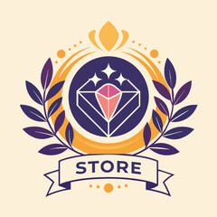 Obraz premium Modern logo design for an online store featuring a diamond in the center, Create a clean and modern logo for an online clothing store