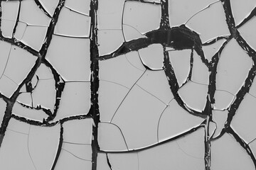 old wall with torn paint in black and white