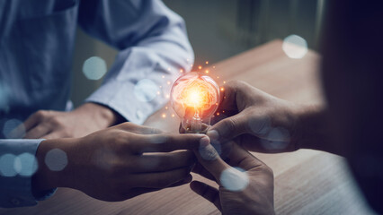 Concept of teamwork, teamwork of business people working together to grow business, group of...